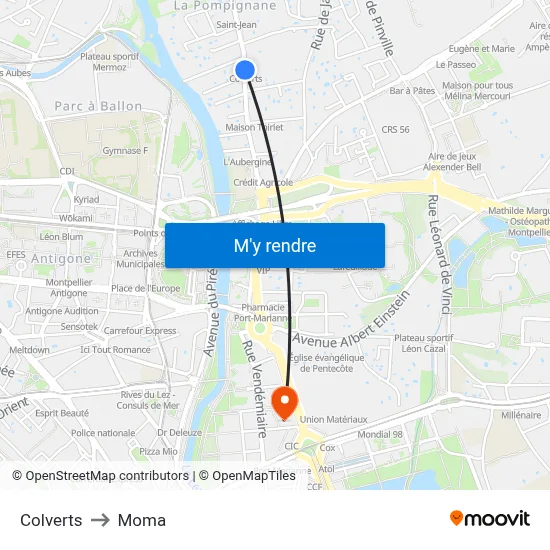 Colverts to Moma map