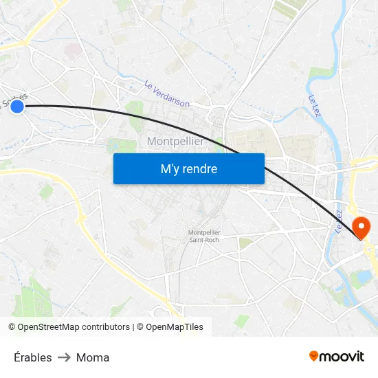 Érables to Moma map