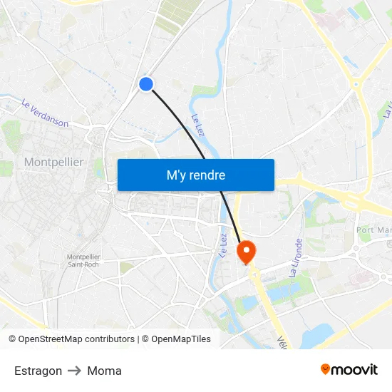 Estragon to Moma map