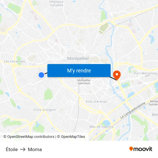 Étoile to Moma map
