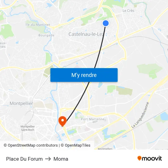 Place Du Forum to Moma map
