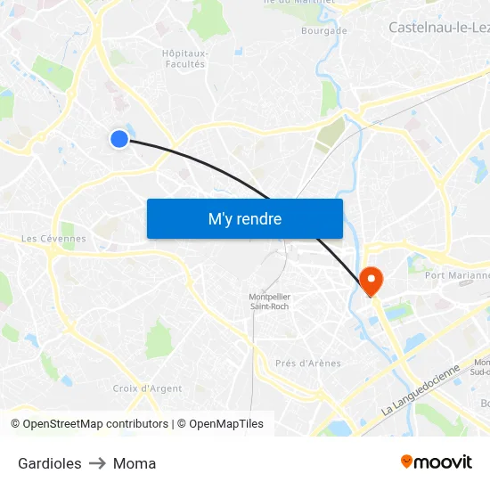 Gardioles to Moma map
