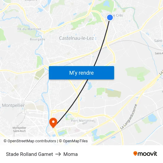 Stade Rolland Gamet to Moma map