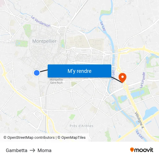 Gambetta to Moma map
