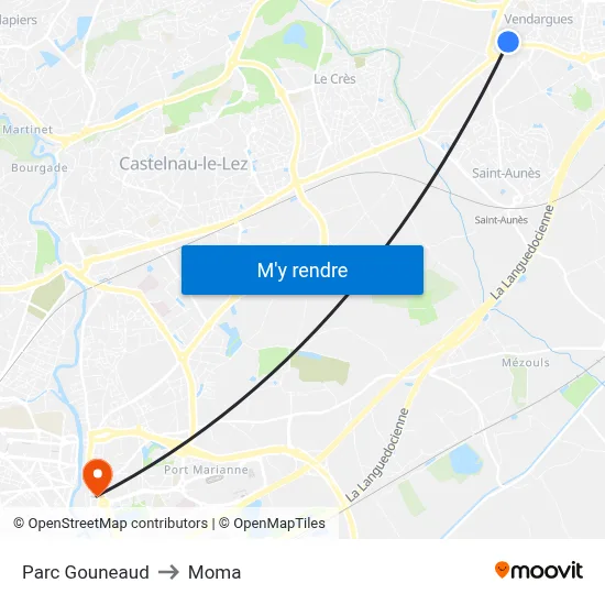 Parc Gouneaud to Moma map