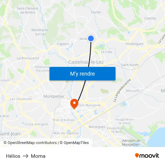 Hélios to Moma map