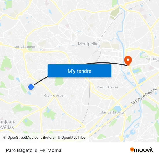 Parc Bagatelle to Moma map