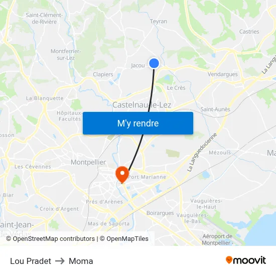 Lou Pradet to Moma map