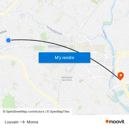 Louvain to Moma map