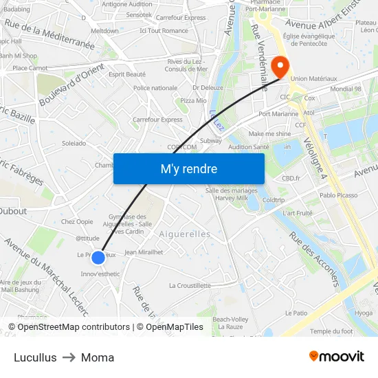 Lucullus to Moma map