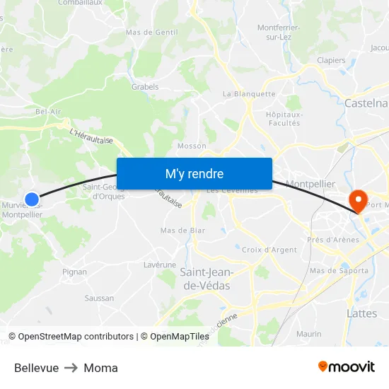 Bellevue to Moma map