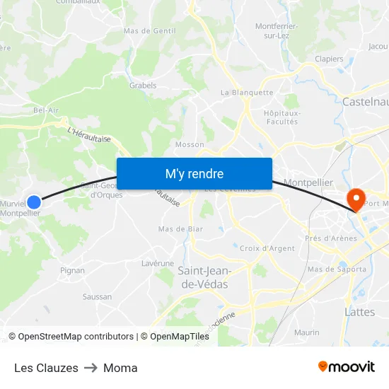 Les Clauzes to Moma map