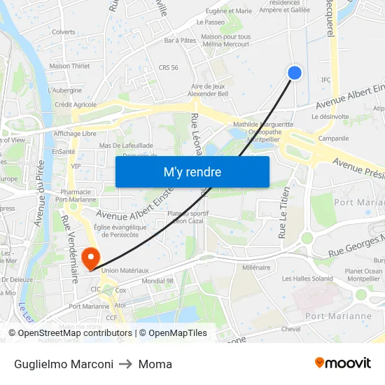 Guglielmo Marconi to Moma map
