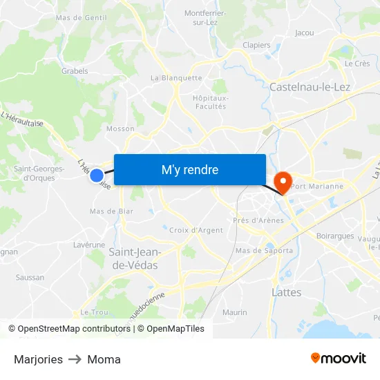 Marjories to Moma map