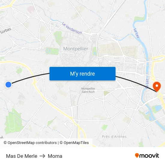 Mas De Merle to Moma map