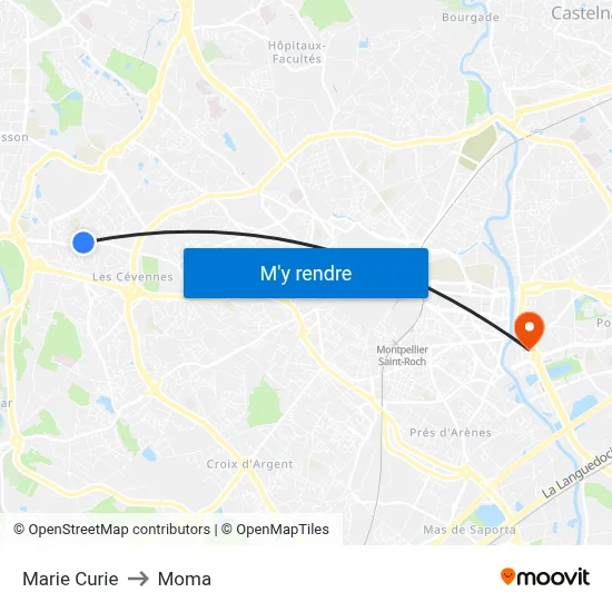 Marie Curie to Moma map