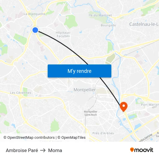 Ambroise Paré to Moma map