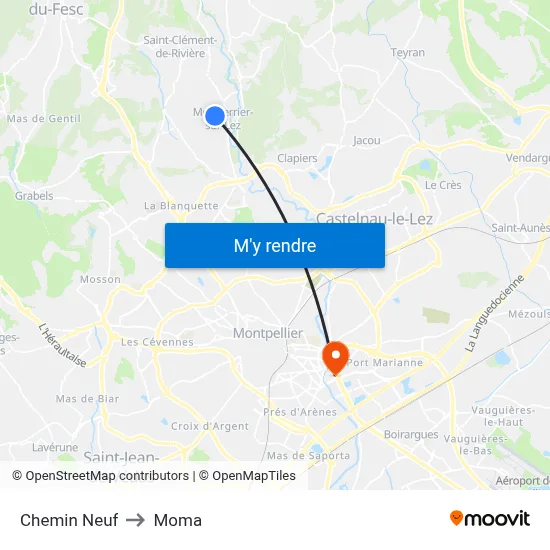 Chemin Neuf to Moma map