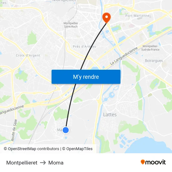 Montpellieret to Moma map