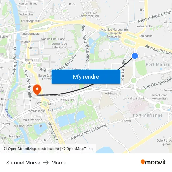 Samuel Morse to Moma map