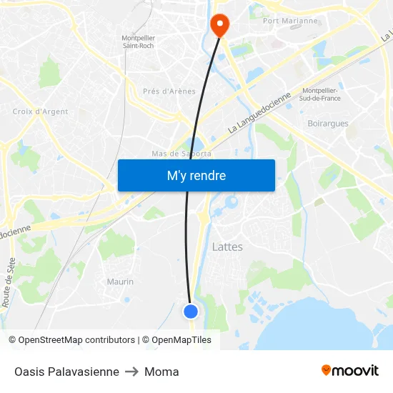 Oasis Palavasienne to Moma map