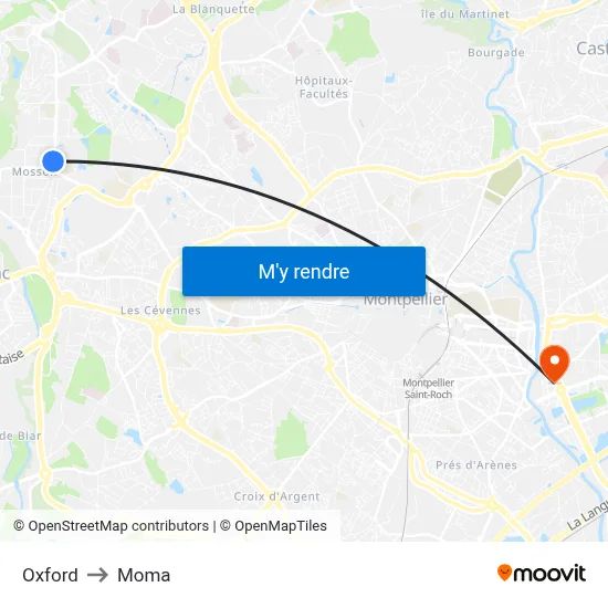 Oxford to Moma map
