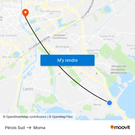 Pérols Sud to Moma map