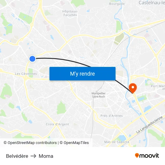 Belvédère to Moma map