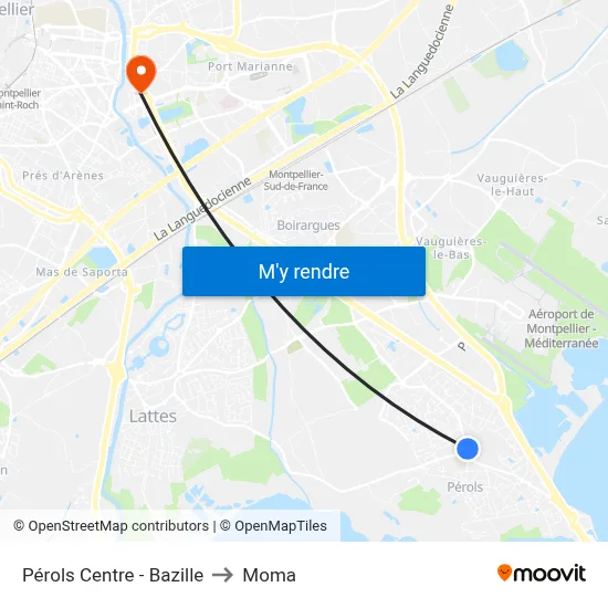 Pérols Centre - Bazille to Moma map