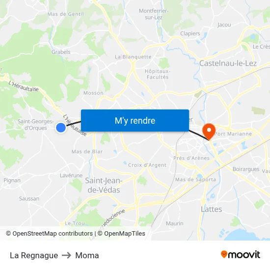 La Regnague to Moma map