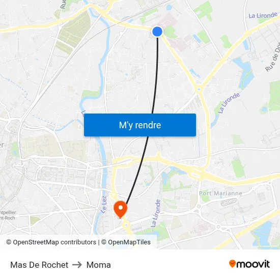 Mas De Rochet to Moma map