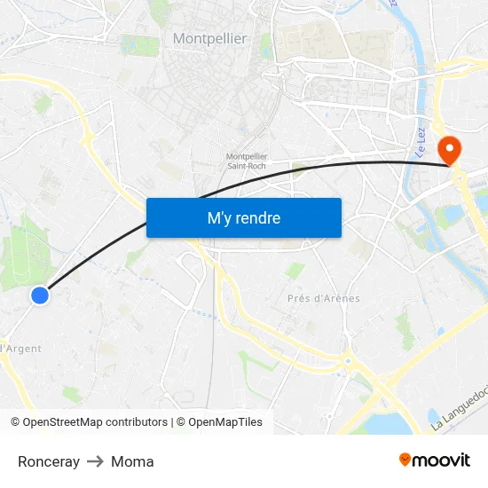 Ronceray to Moma map