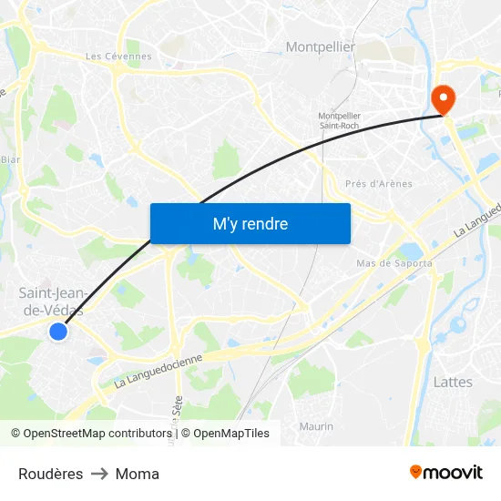 Roudères to Moma map