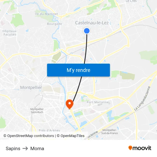Sapins to Moma map