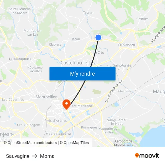 Sauvagine to Moma map