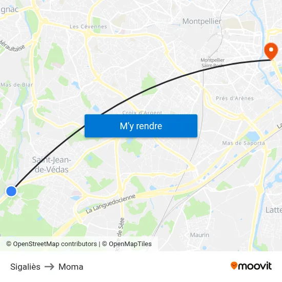 Sigaliès to Moma map