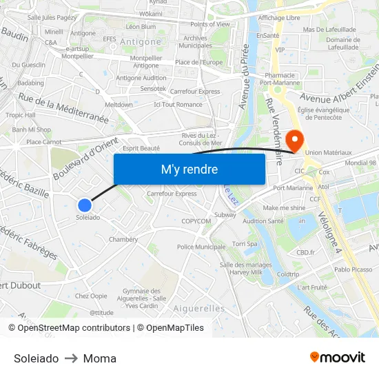 Soleiado to Moma map