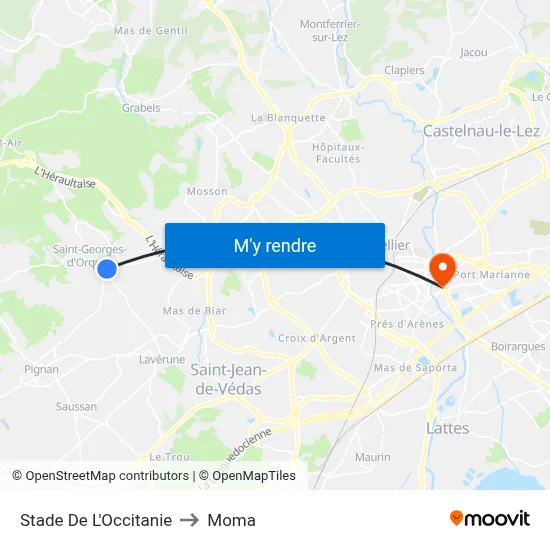 Stade De L'Occitanie to Moma map