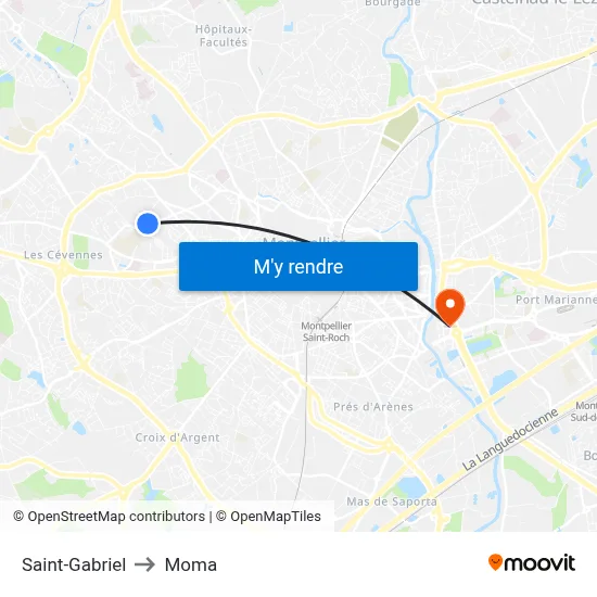 Saint-Gabriel to Moma map