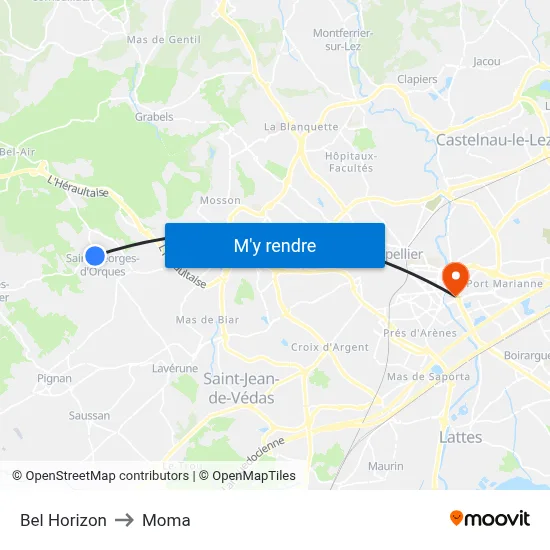 Bel Horizon to Moma map