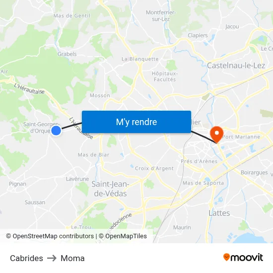 Cabrides to Moma map