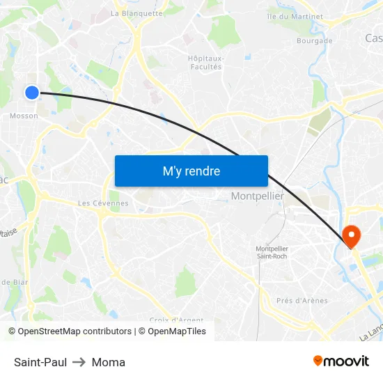 Saint-Paul to Moma map