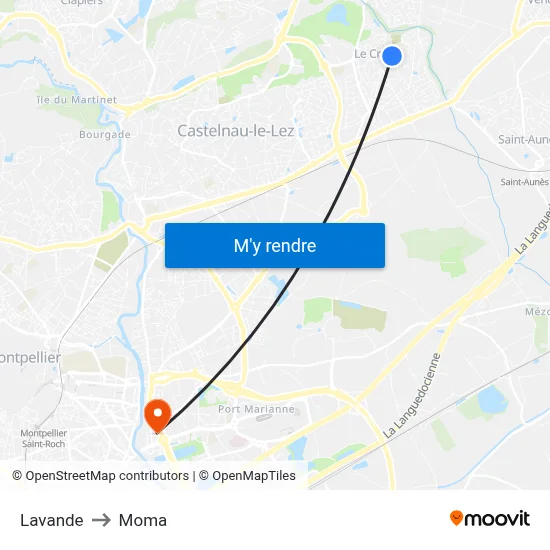 Lavande to Moma map