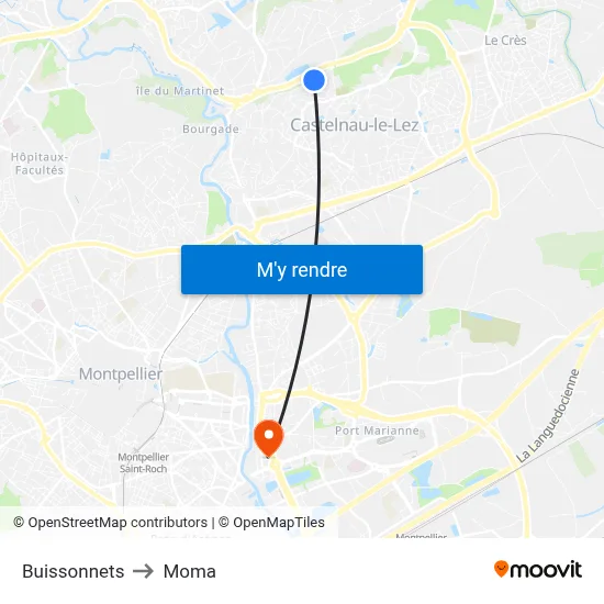 Buissonnets to Moma map