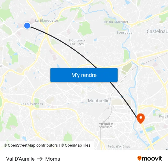 Val D'Aurelle to Moma map