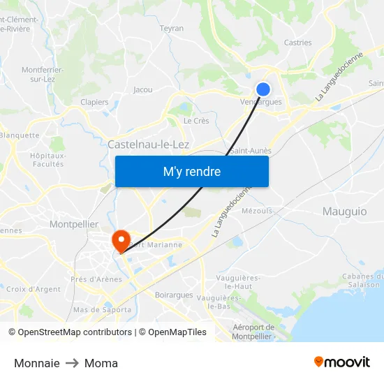 Monnaie to Moma map