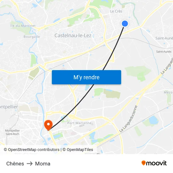 Chênes to Moma map