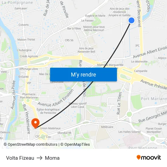 Volta Fizeau to Moma map