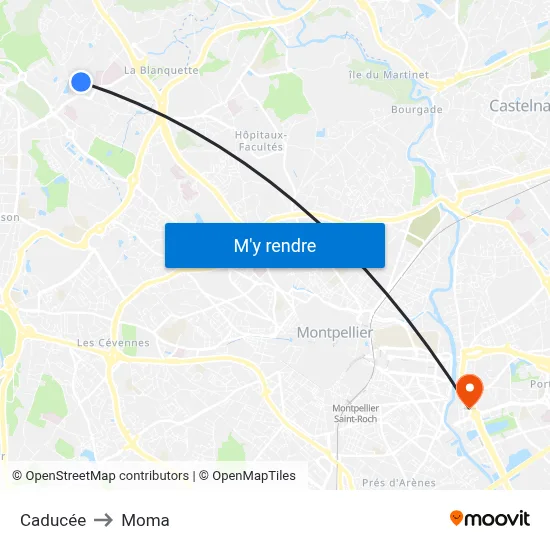 Caducée to Moma map