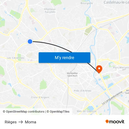 Rièges to Moma map